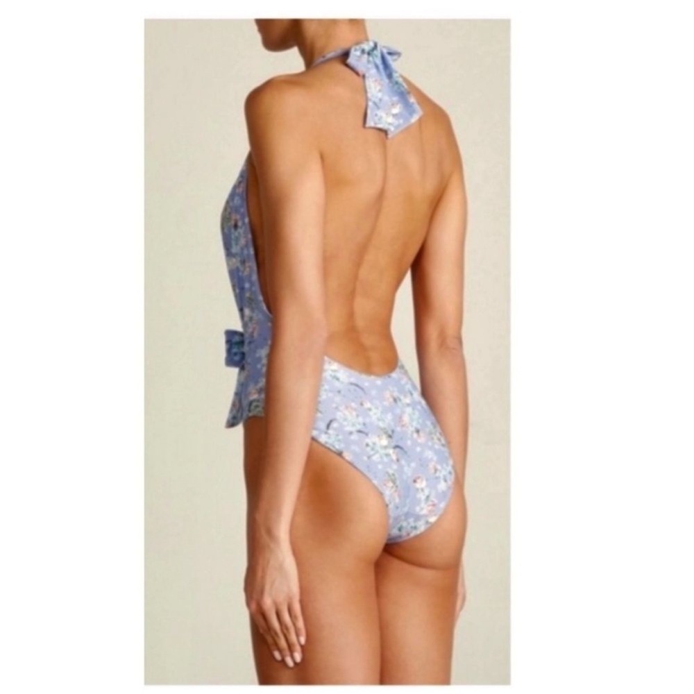 We Wore What Brooklyn One Piece Swimsuit Bow Halter Neck XS lavender Floral - Picture 4 of 12